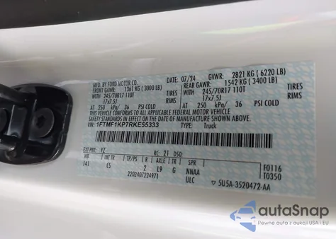 2024 Ford F-150 Xl from USA, damaged, VIN 1FTMF1KP7RKE55333